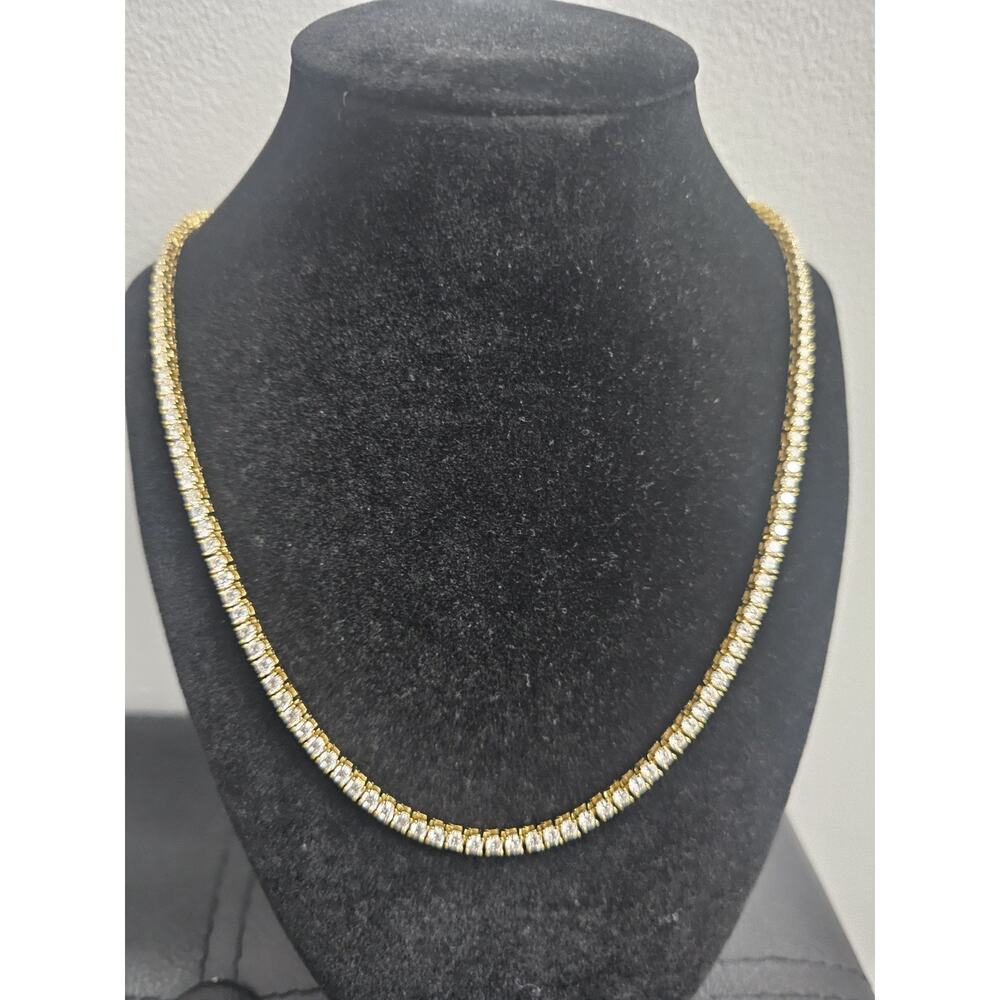 21in gold-plated rhodium- 16.3ct D VVS1 Moissanite Tennis Chain GRA Certified